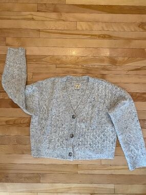 Grey Cropped Women’s Cardigan Size L